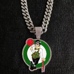 Boston Celtics 20 Inch Hip Hop Necklace Pendant Cuban Chain Link NBA Basketball
